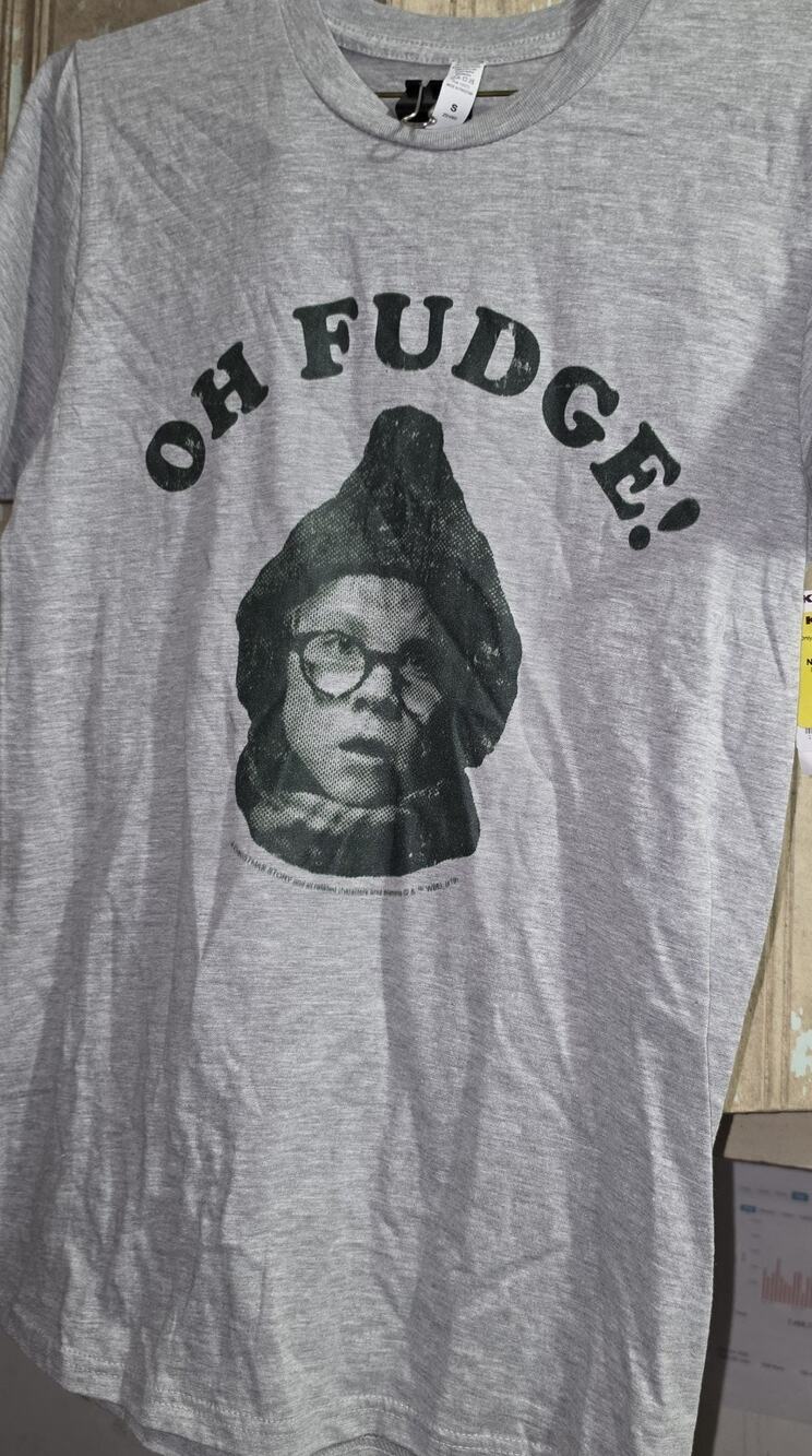 A Christmas Story "Oh Fudge" Tshirt Grey Small NWT